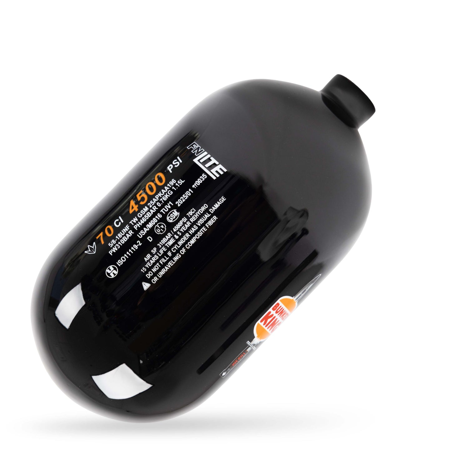 Bunkerkings FN Lite Air Bottle Only - 70ci 4500psi - Black BK Knife