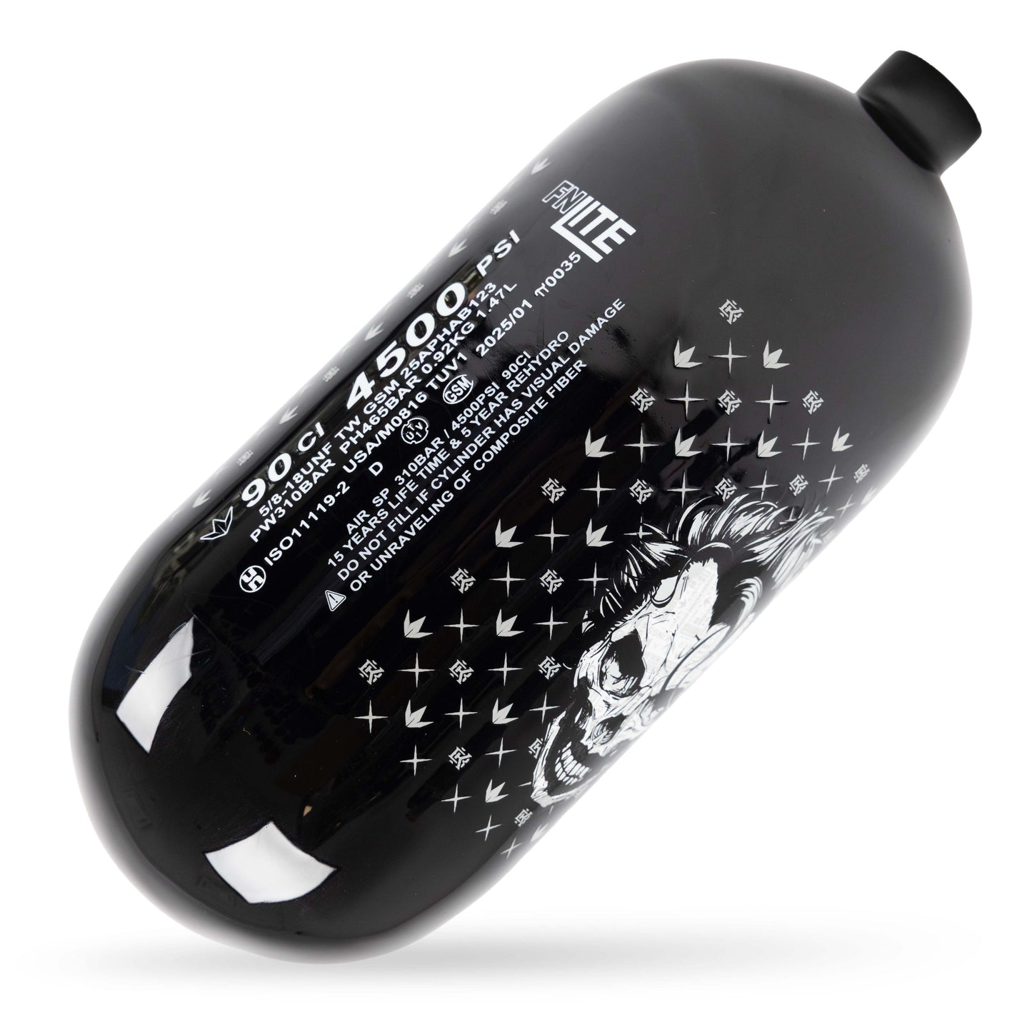 Bunkerkings FN Lite Air Bottle Only - 90ci 4500psi - Black Joker Skull