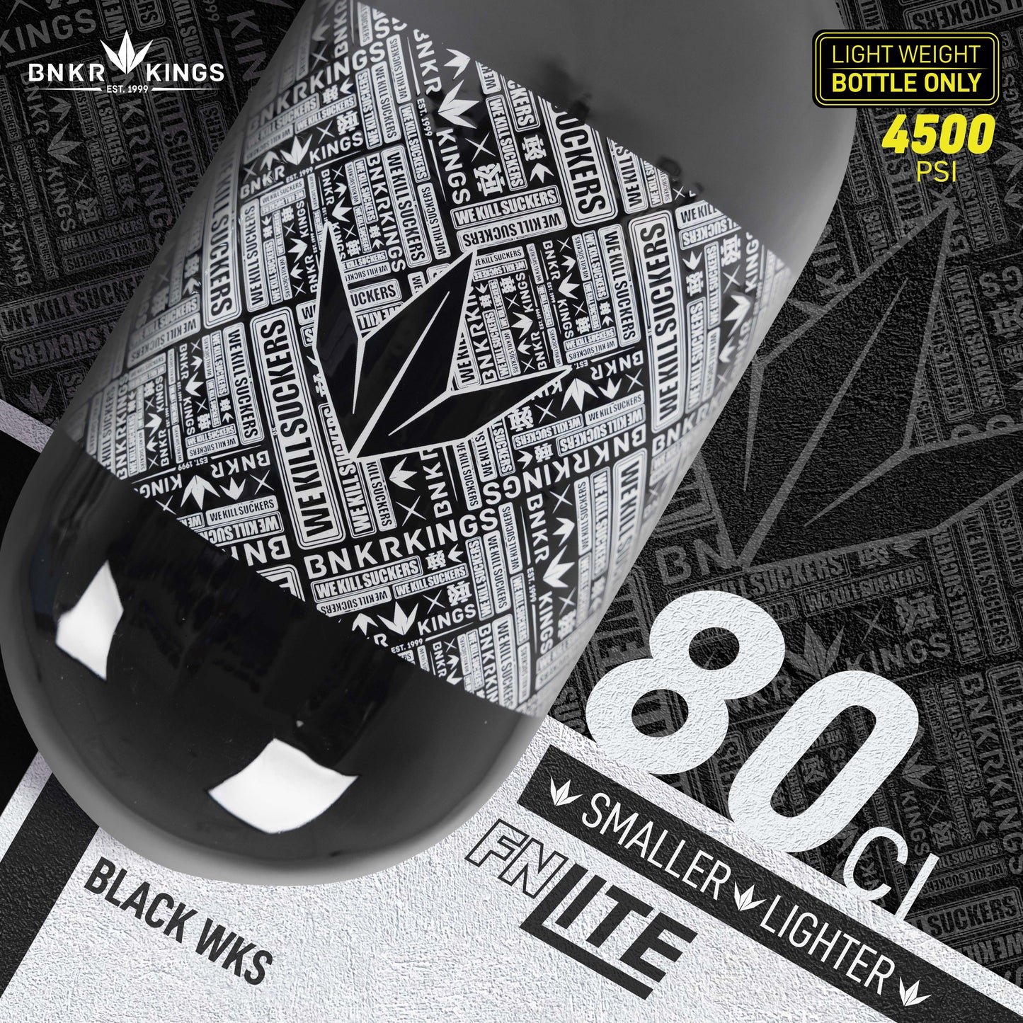 Bunkerkings FN Lite Air Bottle Only - 80ci 4500psi - Black WKS