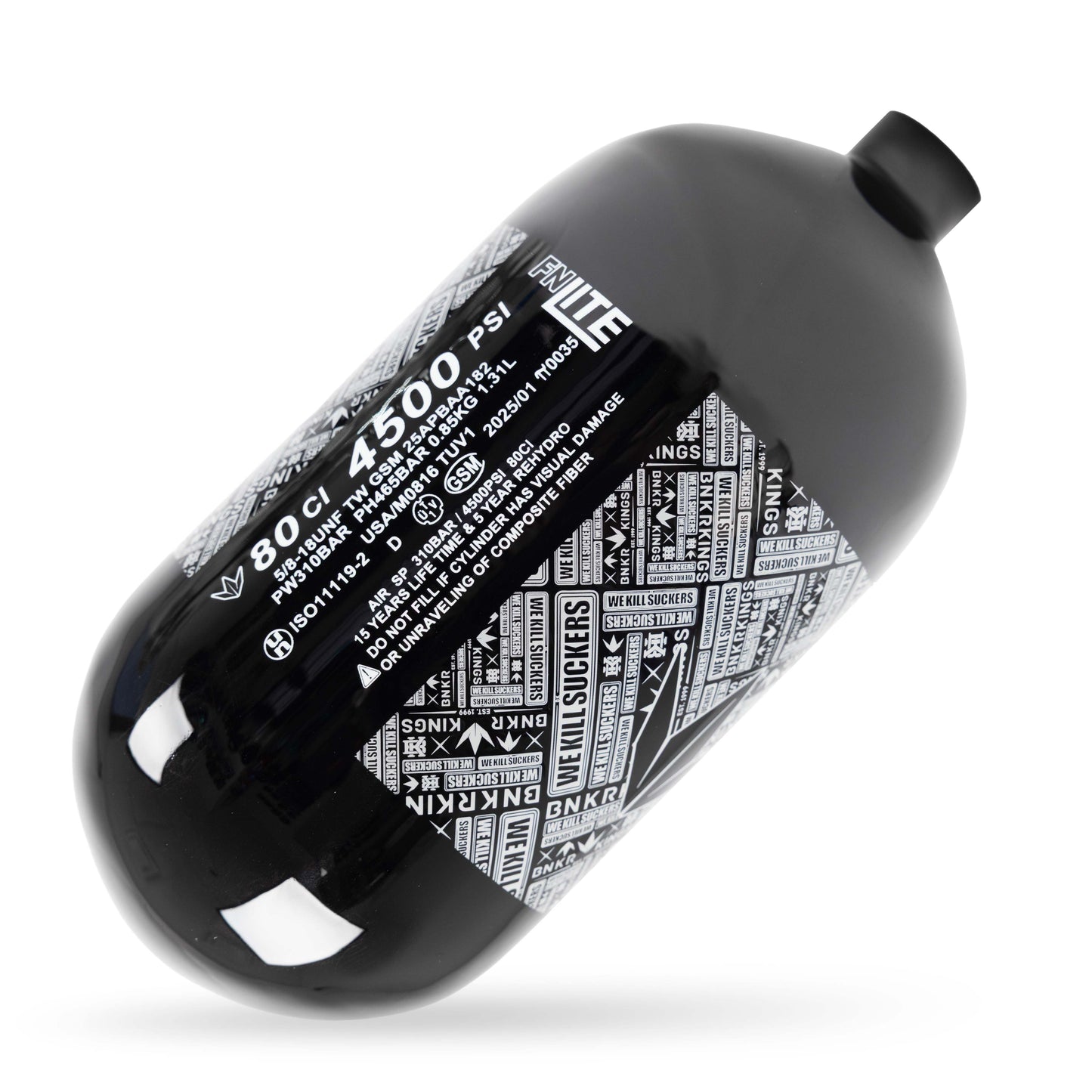 Bunkerkings FN Lite Air Bottle Only - 80ci 4500psi - Black WKS