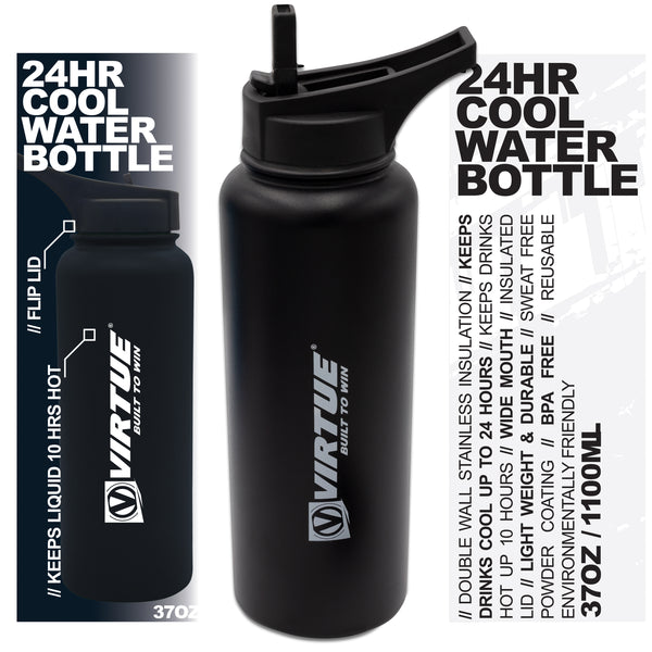Virtue Stainless Steel 24Hr Cool Water Bottle - 1100ml - Black